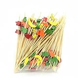 Paquete de 100 palillos de cóctel para bodas, fiestas de cumpleaños, suministros de playa, seguros y suaves con bonitos patrones, ideales para frutas, aperitivos, bebidas