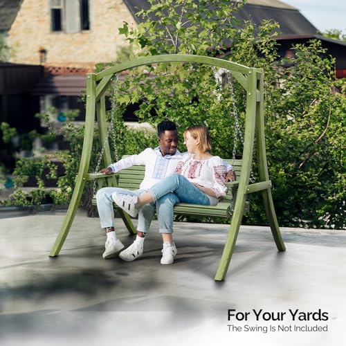 Image of VINGLI 6.7FT Wooden Porch Swing Frame, 1000-lb A-Frame Stand, Green