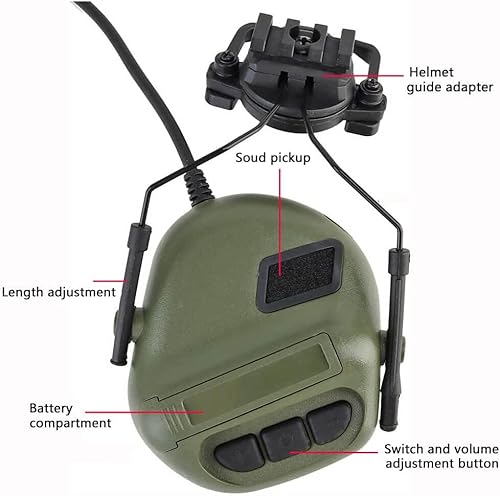 Miniatura 4 de Auriculares tácticos, orejeras tácticas, orejeras militares Airsoft Cs Combat Headset,Auriculares de caza del ejército,Auriculares de caza de caza