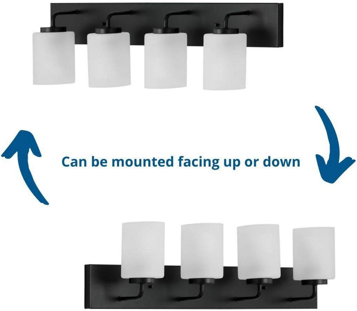 Progress Lighting Merry Collection 4-Light Etched Glass Matte Black Transitional Bath Vanity Light