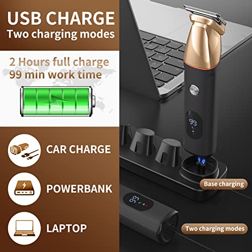 Qreeyx Mens Beard Trimmer 5 In 1 Cordless Hair Trimmer Kit, Waterproof Electric Nose Hair Trimmer Mustache Trimmer Body Shaver Grooming Kit, Usb Rechargeable And Led Display Hair Cutting Kit (Gold) #TOP3