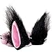 Lolita Anime Cat Ear Cosplay Costume Forcine Peluche Lungo Punta Lupo di Halloween Orecchie Clip di Capelli Prop (Nero)