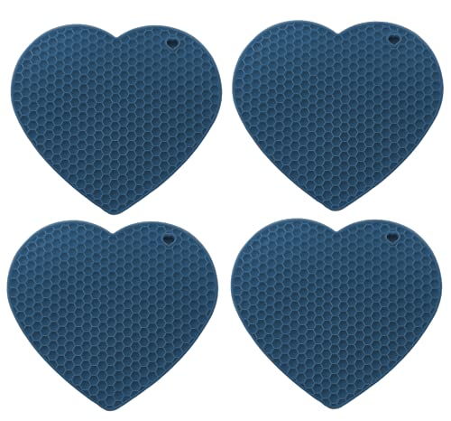 Image of Silicone Trivet for hot Dishes Pots and Pans Our Decorative Table Mats can be Used as Pot Holders and Oven Mitts Coasters Jar Openers (Pack of 4 Peacock)