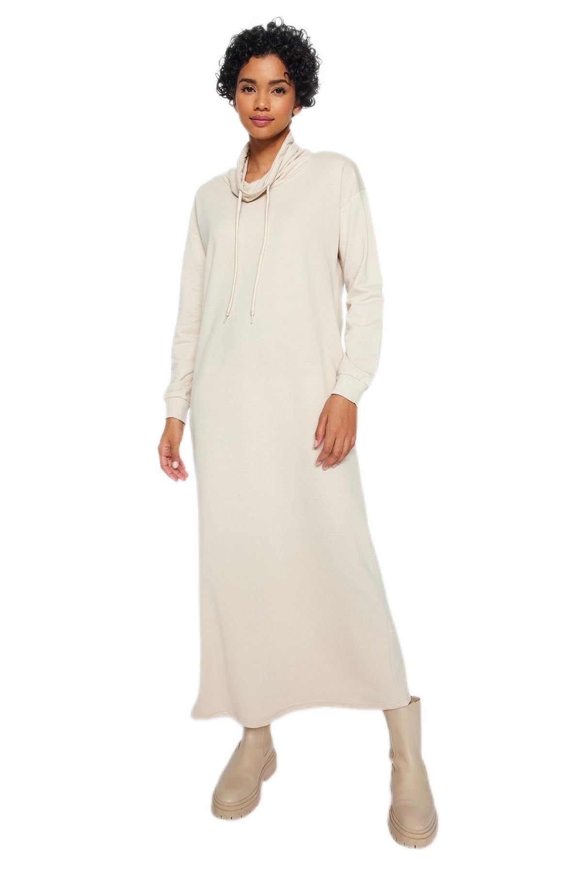 Trendyol Damen Beige Dress-Beige-Basic Kleid, 38 Größe 40
