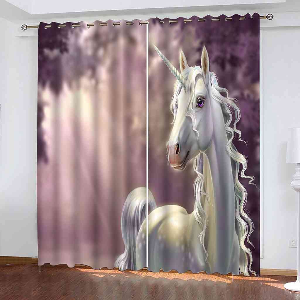 Rideaux de fenêtre pour chambre occultants cheval blanc contre le bruit du jour
