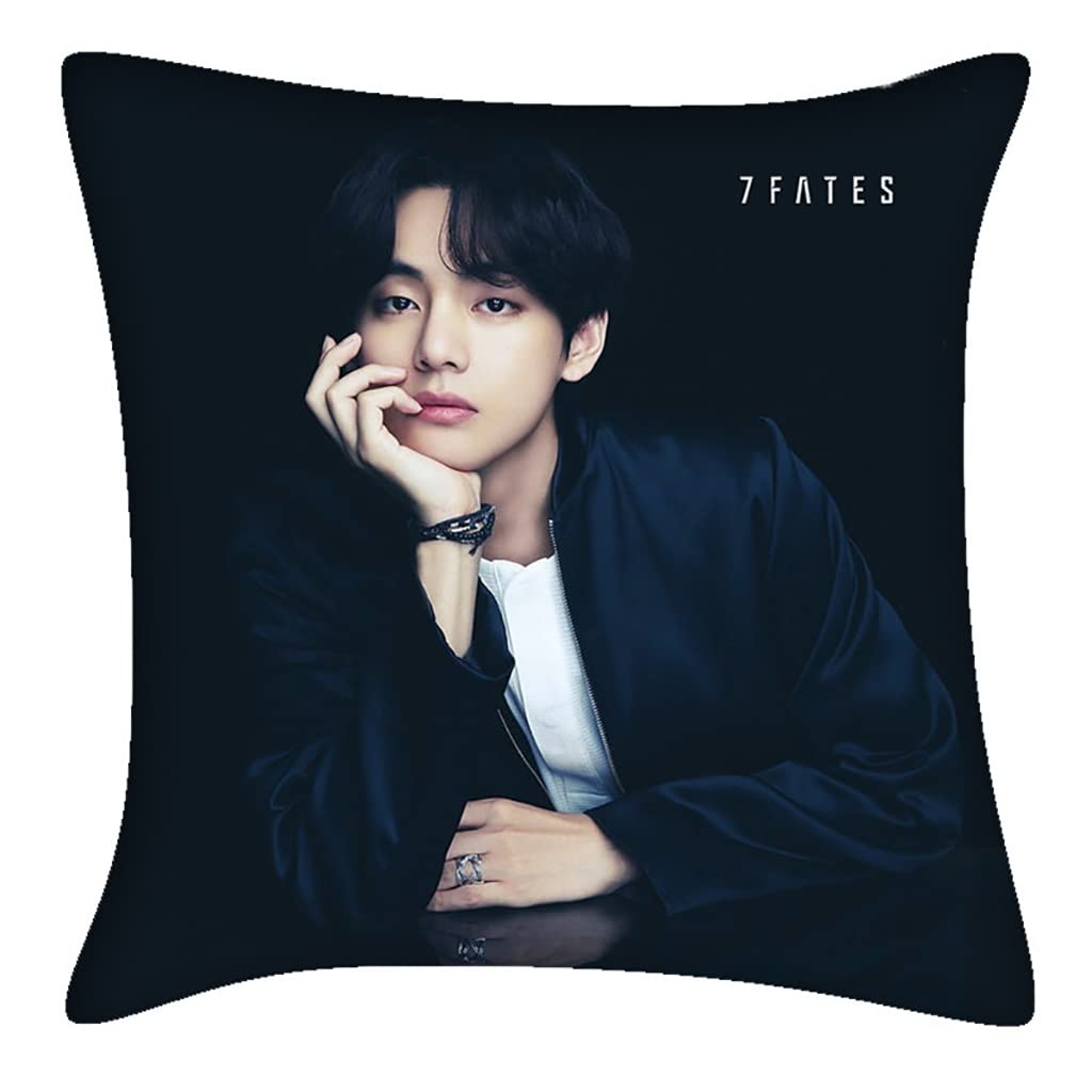 Loujin Black Bts Merchandise Bts Square Pillow Xcm Kpop Bangtan Boys Jungkook Jimin Suga V Square Sofa Pillowcase For Sofa Home 45Cmx45cm