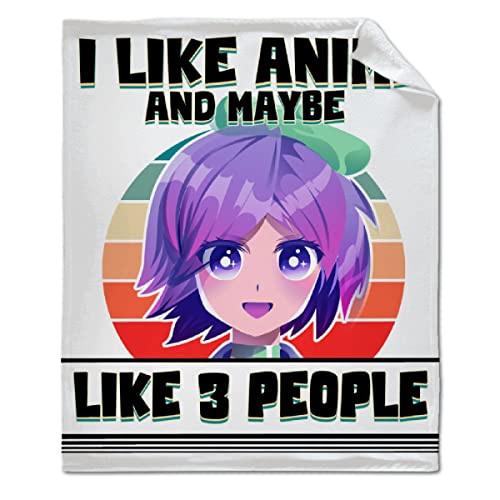 ARTBLANKET I Like Anime and Maybe Like 3 People Throw Blanket Fannel Fleece Super Soft Funny Blanket Travel Throw Blanket for Bed Couch Sofa 60x50 in for Teen Car