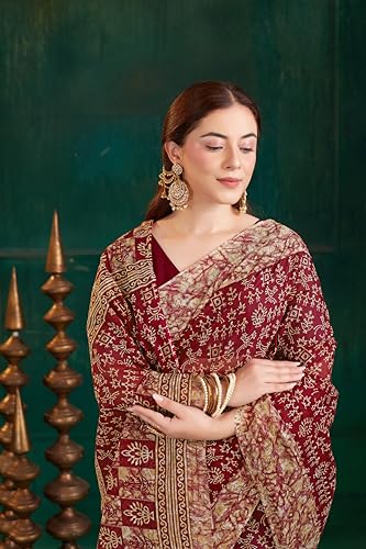 Image of TAMAIRA FASHION Mulmul Pure Cotton Saree For Woman Warli Batik Printed |Office Wear Daily Wear Sarees For Women Without Blouse Piece(Available in 11 Colours)