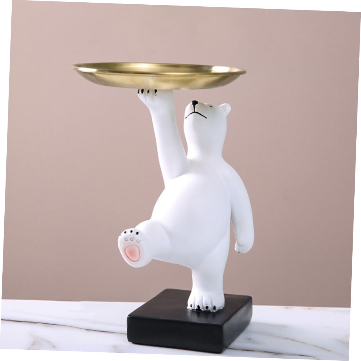 Bandeja Organizadora Decorativa de Oso Blanco en Resina y Hierro