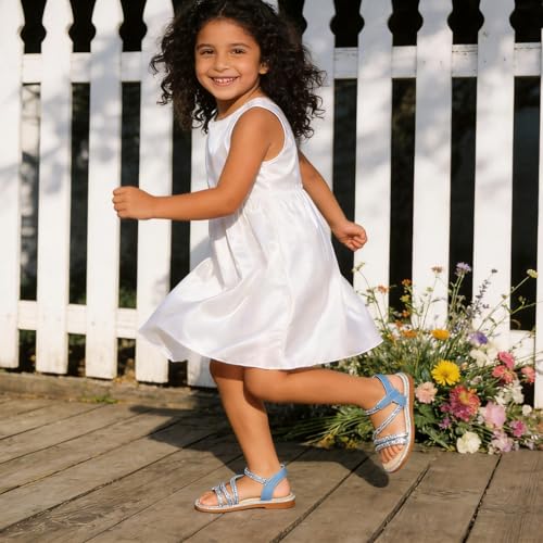 Image of Girls Dress Sandals Comfy Hook and Loop Summer Shoes for Toddlers