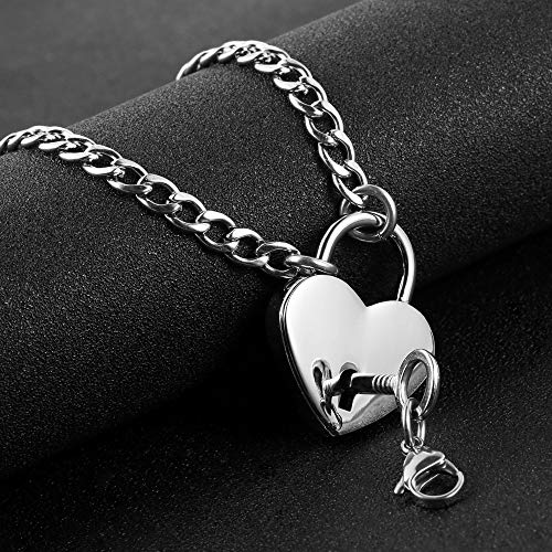 HZMAN Lover Heart Padlock Necklace Padlock Collar Choker for Men Women with Lock and Key 24 Inch2