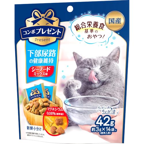 コンボプレゼントキャットおやつ猫下部尿路の健康維持【かりかりドライ】【国産】【小分包装】シーフードミックス味42g