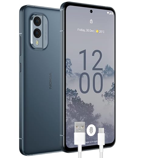 Nokia X30 Smartphone 5G 128GB, 6GB RAM, Dual Camera 50 Mp, Display AMOLED FHD+ da 6.43″, Android 12, Batteria da 4200 mAh, Dual Sim, Blue, Versione con Cavo USB Type-C Aggiuntivo