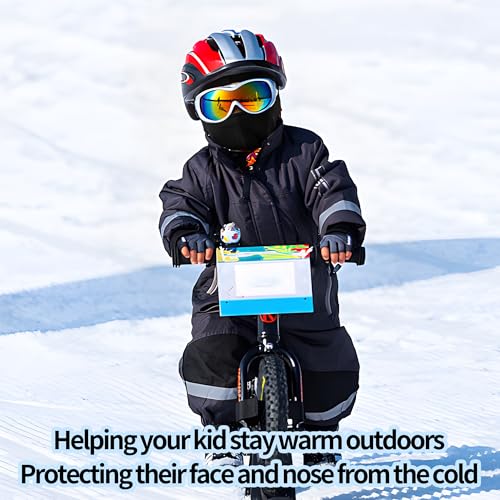 Image of Pukavt Kids Ski Balaclava Mask for Boys and Girls, UV Protection Windproof Scarf for Winter Snowboard Cycling Gray