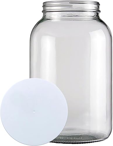 Home Brew Ohio Tarro de boca ancha de vidrio de un galón con tapa sólida