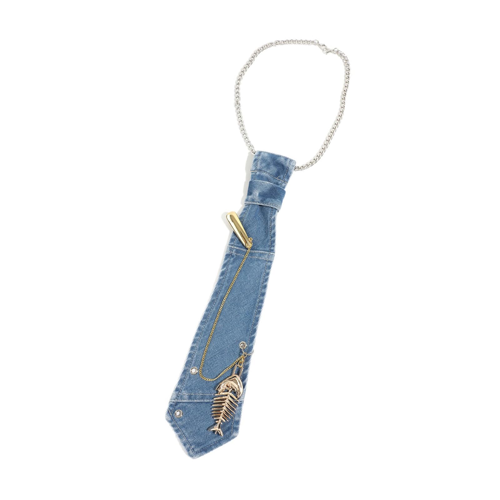 Ljmyy Uniform Ties For Janpanese Uniform Cosplay Accessory Neckwear Seifuku Anime Necktie with Fishbone Metal Chain