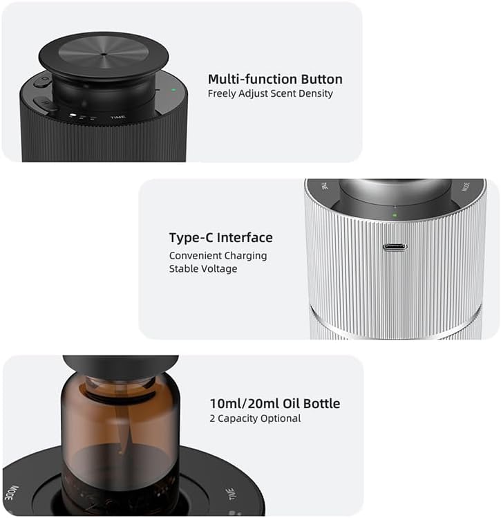 Miniatura 6 de Difusores de aceite esencial  Ambientador inteligente para automóvil, difusor de aceite aromático para dormitorio, capacidad de 0.3 fl oz, funciona