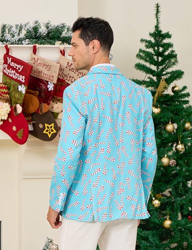 uideazone Men's Christmas Blazer Suit 3D Printed Tuxedo Jacket Xmas Party Sports Coat with Tie for Dinner,Prom,Wedding3