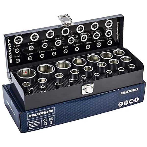 66-delige SAE-inch scharnierende steekring ratelsleutel US Harley Tool I 5/32" - 1" I binnenzeskantsleutel set metrisch en inch gereedschap inch dopsleutel dopsleutels dopsleutels moerdoos