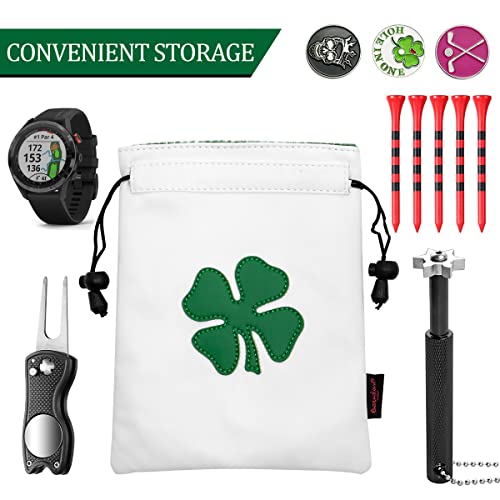 Leather Golf Valuables Pouch with Drawstring