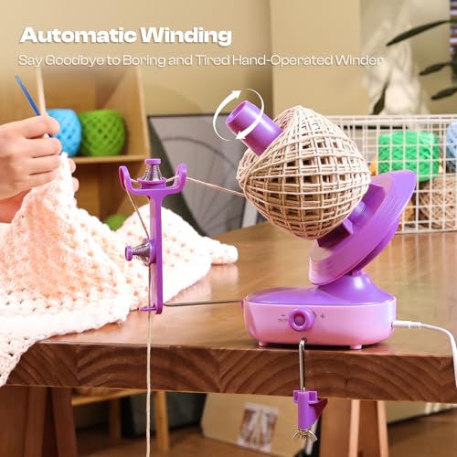Image of Caydo A1 Max Electric Yarn Winder, 10oz Large Capacity Auto Yarn Spinner | Dual-Spring Strong Tension, Stepless Speed Smooth Yarn Cake Winding, Ideal Tool for Knitting & Crochet Craft Lovers Purple