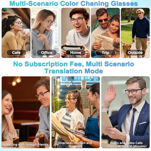 Image of AI Smart Glasses Detachable Dual Temples (Bluetooth + Standard) - DeepSeek R1 Chip, Real-Time AI Translation, Color-Change Lenses (UV400 /Blue Light), 24g Ultra-Lightweight, Built-in Voice Assistant