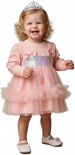 A.T.U.N. (ALL THINGS UBER NICE) Baby Girls Cotton Winter Dress | Soft Warm Full Sleeve Party Dress with Cute Detailing | C...