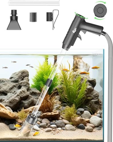 AQQA Aquarium Sauger, 4 in 1 Starke Absaugung Aquarium Reiniger, Einstellbarer Mulmsauger Aquarium für Wasserwechsel Sandwaschen Wasserfilterung und Wasserumwälzung