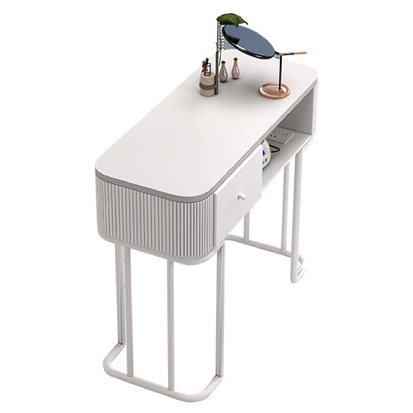 Tavolo per unghie compatto moderno,Tavolo per manicure per artisti,Scrivania per salone spa in legno,Postazione di lavoro per bellezza,Stazione per tavolo per manicure e truccatura Con ripiani apert