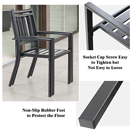 Mfstudio Outdoor Patio Dining Chairs Set Of 2 Metal Stackabe Chair For Garden, Bistro, Lawn, Backyared, Support 300Lbs #TOP4