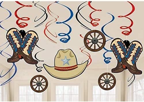 Amscan Party Supplies Western Value Pack Swirl Decorations, Multi Sizes, Multicolor