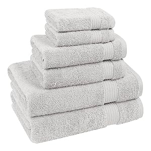 Cotton Paradise 6 Piece Towel Set 100 Cotton Soft Absorbent Turkish Towels for Bathroom 2 Bath Towels 2 Hand Towels 2 Washcloth Silver Gray Towel Set
