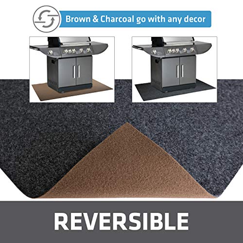 Drymate Premium Reversible Gas Grill Mat (Charcoal/Brown), (36” X 60”), Under The Grill Protective Deck And Patio Mat - Absorbent/Waterproof/Durable (Made In The Usa) #TOP2