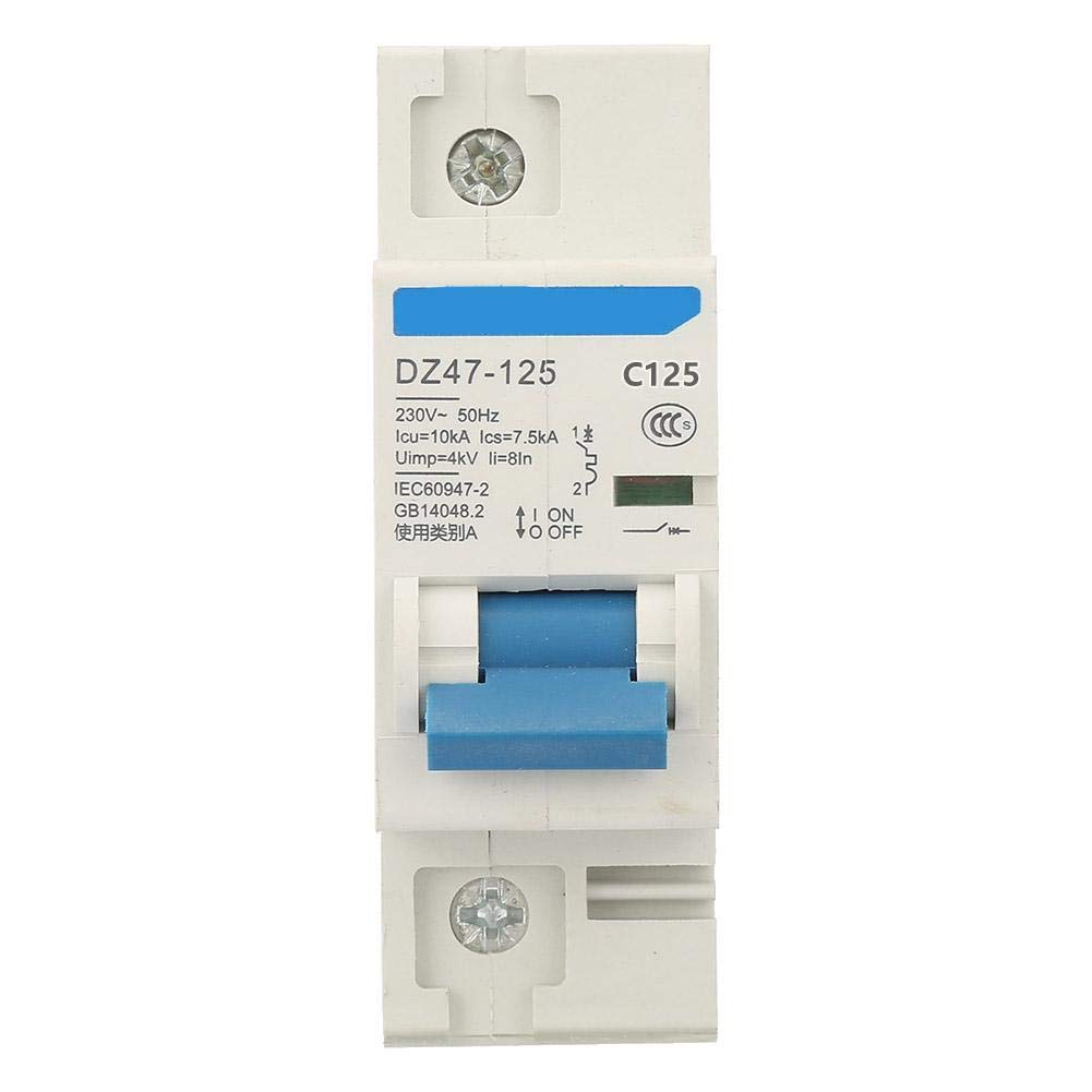 Keenso Disyuntor de corriente, DZ47-125 1P, interruptor de circuito en miniatura de corriente 230 V 80/100/125 A, interruptor de fuga de protección suplementaria (125 A), disyuntor dz47-125