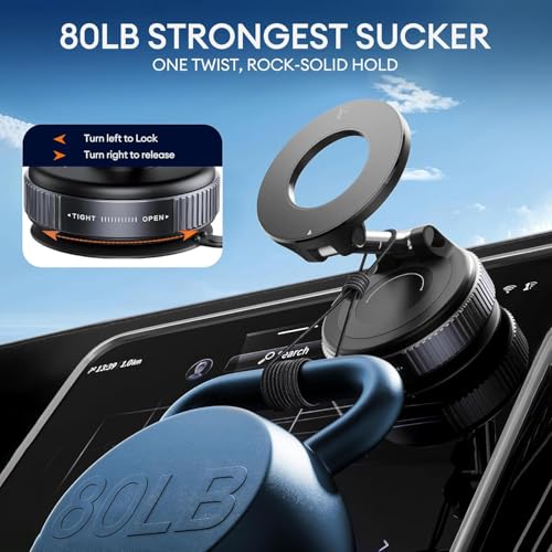 Image of GadgetBite 360 Magnetic Car Mobile Holder for Dashboard Vacuum Suction Phone Holder Mount Hand Free Magnetic Cell Phone Stand with Strong Grip Shockproof Suction Cup for Car Gym Office Table - Black