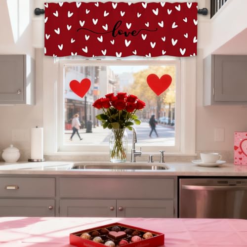 Gosuoa Valentines Love Heart Curtains Valances, 54 x 18 Inch — view 5