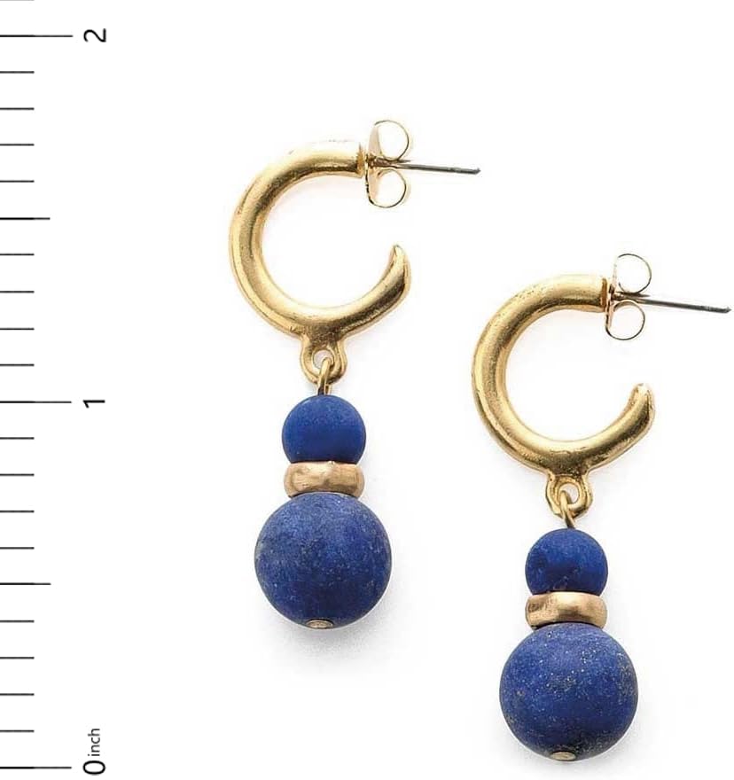 Lapis Lazuli Sumerian Hoop Earrings - Made in the USA