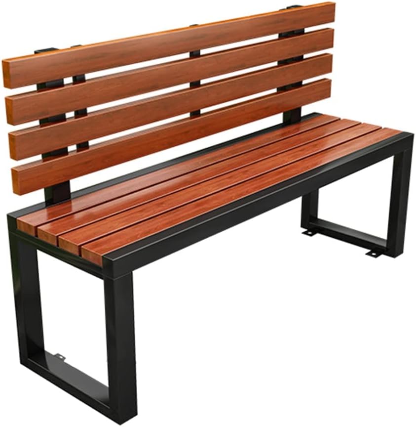 Outdoor Park Solid Wood Bench, Public Place Lounge Bench, Courtyard Park Gallery Square Metal Bench, 2-6 Seats (Size : 40X45X220CM)
