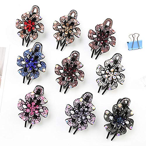 DAWEIF 10 Styles Random Color 1 pcs Crystal Rhinestones Barrettes Plastic Hair Claws Hair Clip Bridal Wedding Hairpins for Women Girls