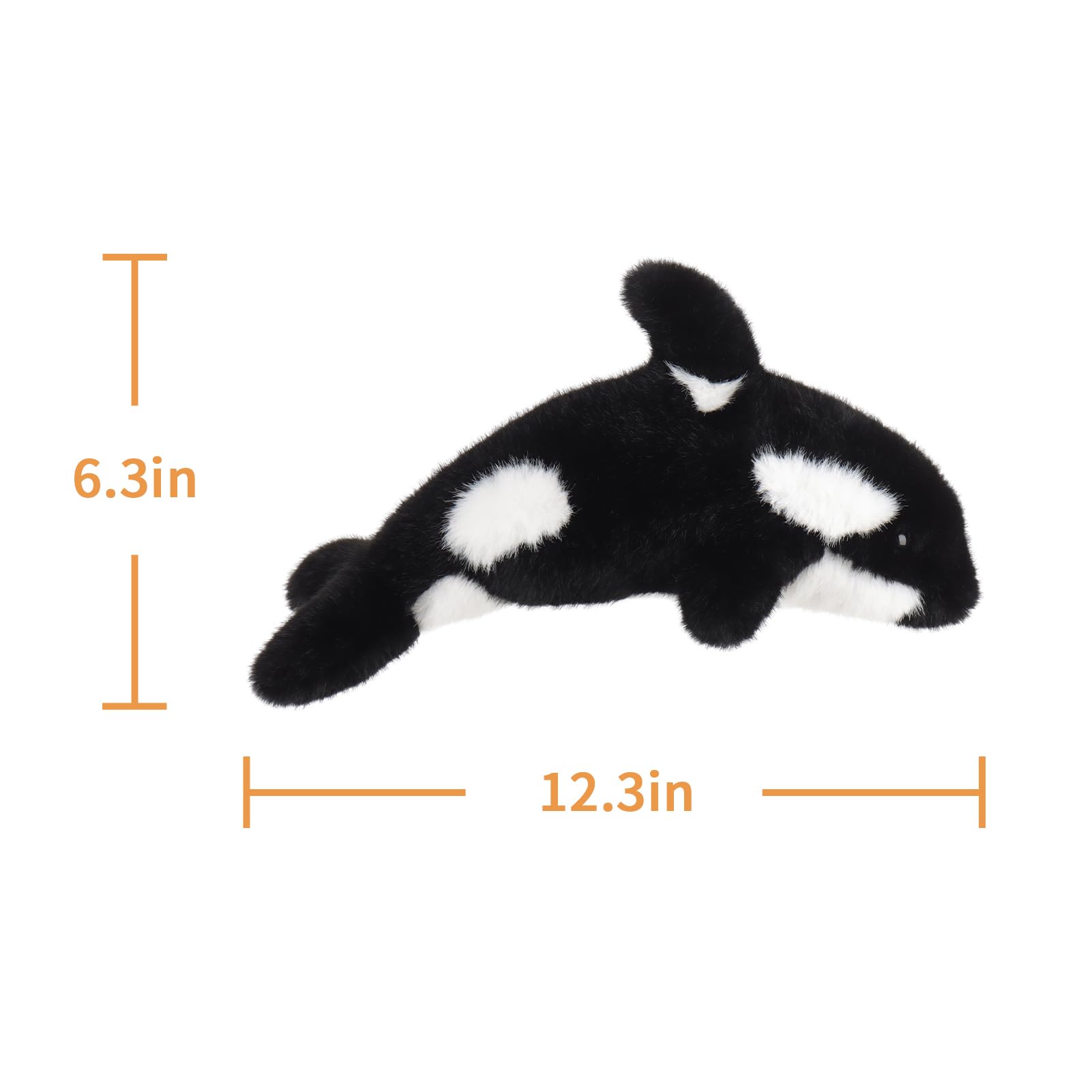 Apricot Lamb Killer Whale Orca Plush Stuffed Animals for Kids, Soft Cute Plush Toys for Baby Girl and Boy, Fluffy Killer Whale Black 12.3 Inches - Image 4