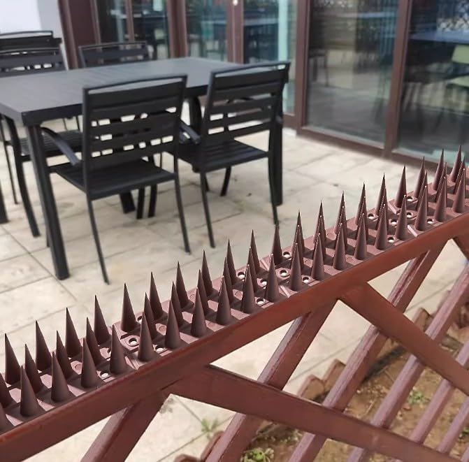 SUMOKART Anti-Bird & Animal Spikes – Pack of 10 | Brown | Weatherproof Deterrent for Pigeons, Cats, Monkeys, Crows & More | Easy Install for Balcony, AC & Windows
