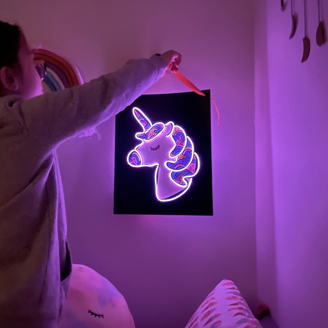 DOODLE HOG Decor for Girls Room - Neon Unicorn Arts and Crafts for