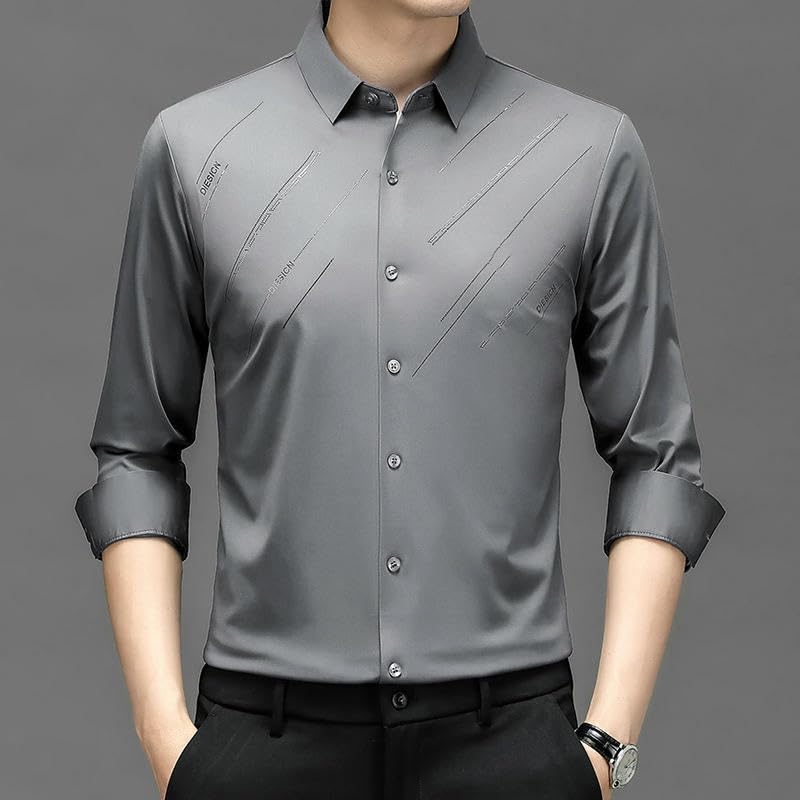 Chemise rayée homme à manches longues coupe décontractée fluide - 7