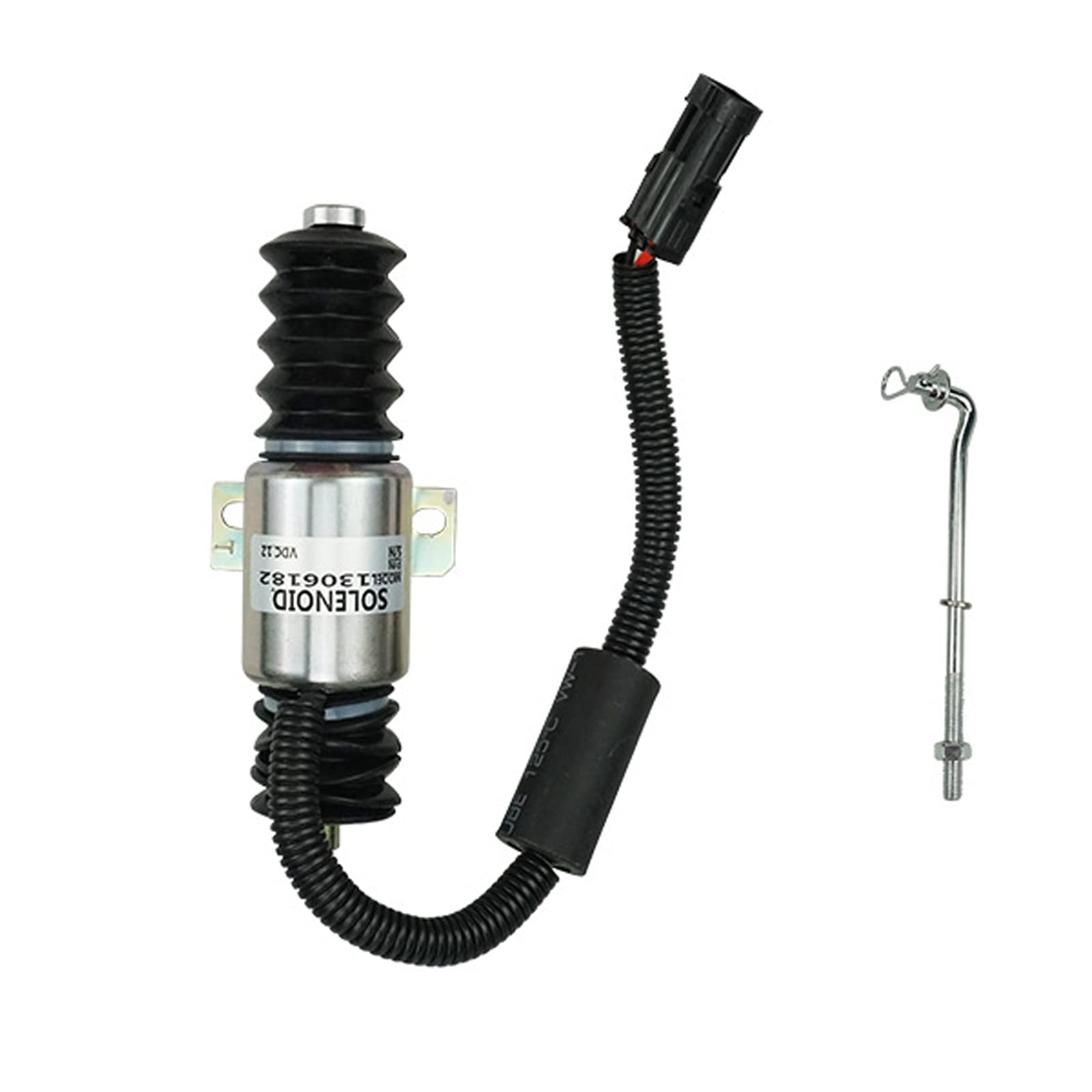 1306182 Válvula solenoide 12V - SINOCMP Solenoide de corte de combustible para motor diésel, 3 meses de garantía