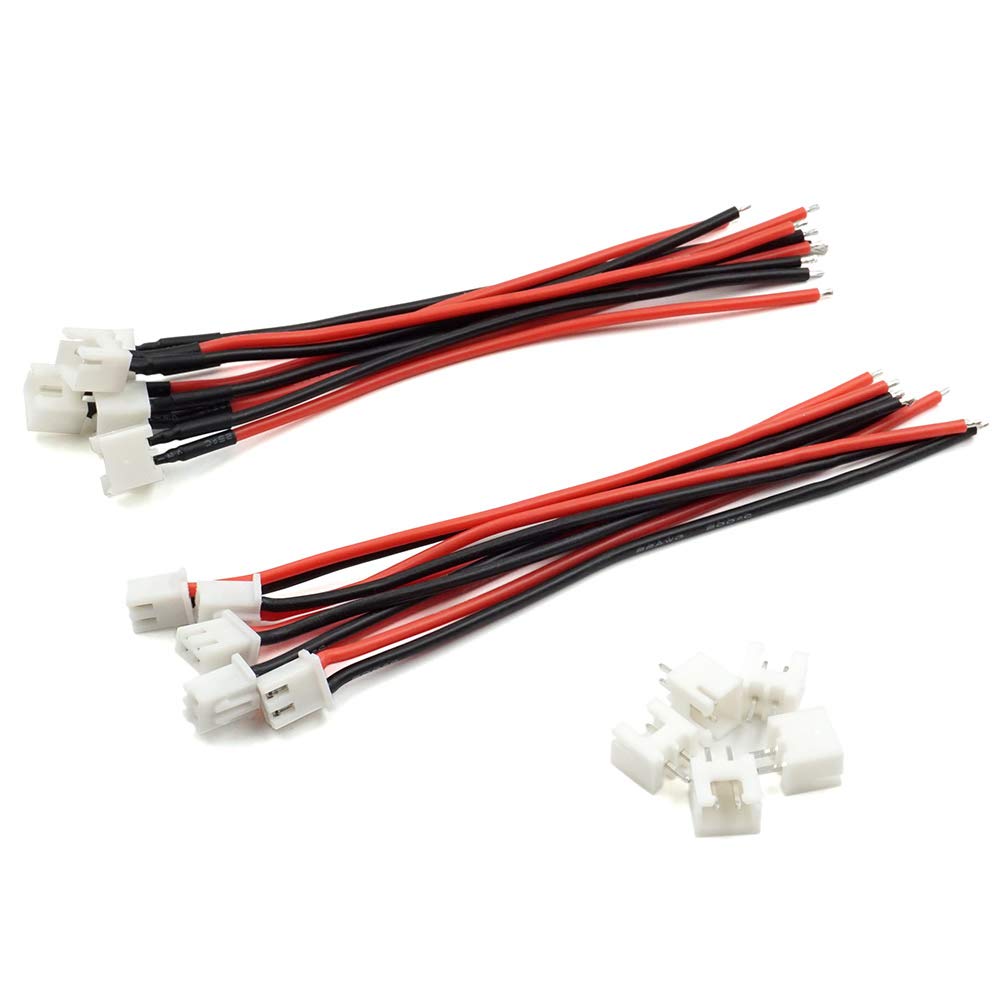 Image secondaire de Lot de 5 paires de prises d'équilibrage JST-XH 2,54 mm 1S 2 broches connecteur mâle et femelle avec câbles en silicone de 10 cm