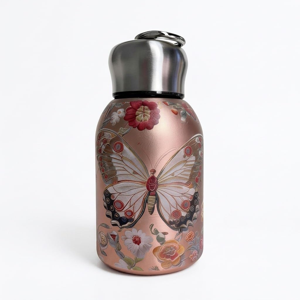 Mini Stainless Steel Thermal Bottle 300ML Vacuum Insulated Water Bottle, Double Walled Hot & Cold Thermos Flask, Leakproof Portable Travel Mug for Gym Office Hiking (300ml Butterfly Bottle-1)-image-44