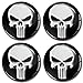 SkinoEu® 4 x 55mm Autocollant 3D Silicone Cache-Moyeu Capuchons de Centre Enjoliveurs de Roue Voiture Cache Moyeux Jante Universel Cache-Moyeux Le Crâne Punisher A 155