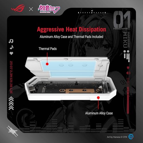 Image of ASUS ROG Strix Arion Hatsune Miku Edition M.2 NVMe SSD Enclosure - USB-C 3.2 Gen 2 (10 Gbps), Screwdriver-Free, Aluminum-Alloy case, and Thermal Pads, 1 Year Warranty