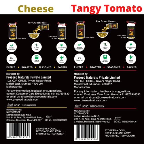 Image of Proseed Jowar Puffs (Cheese & Tangy Tomato) | 150g x 2 Packs (Total 300g) | Slow Roasted & 100% Veg | No Refined Flour, Sugar & Trans-Fat | Gluten Free | No Palm Oil | Healthy Millet Snacks