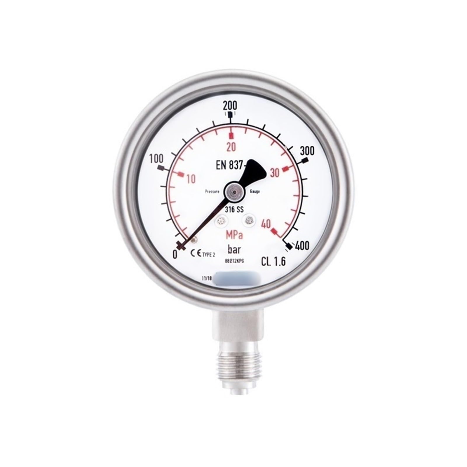 Manómetro de Acero Inoxidable 232.50.063 G1/4B(0~250 Bar/0~25 Mpa)